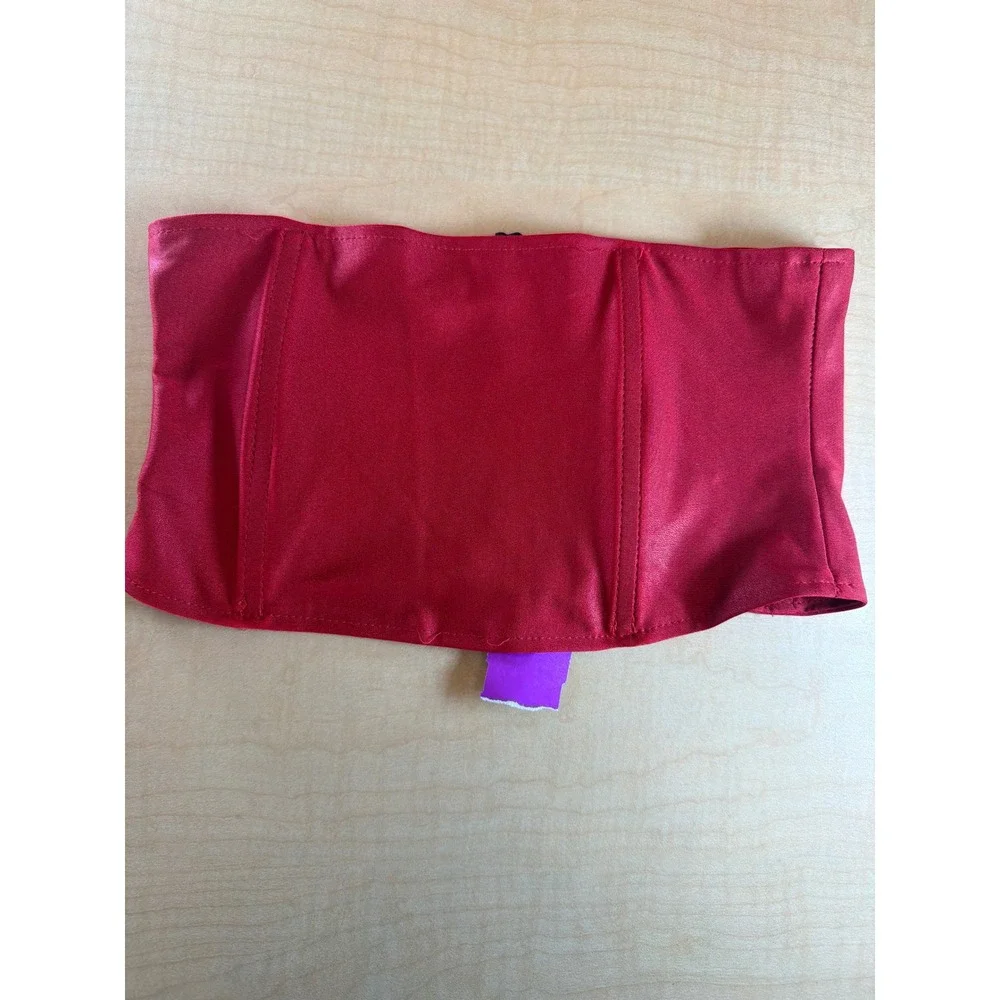 Red Satin Corset Belt Hook and Eye Waist Cincher Boned Wide Belt Red‎